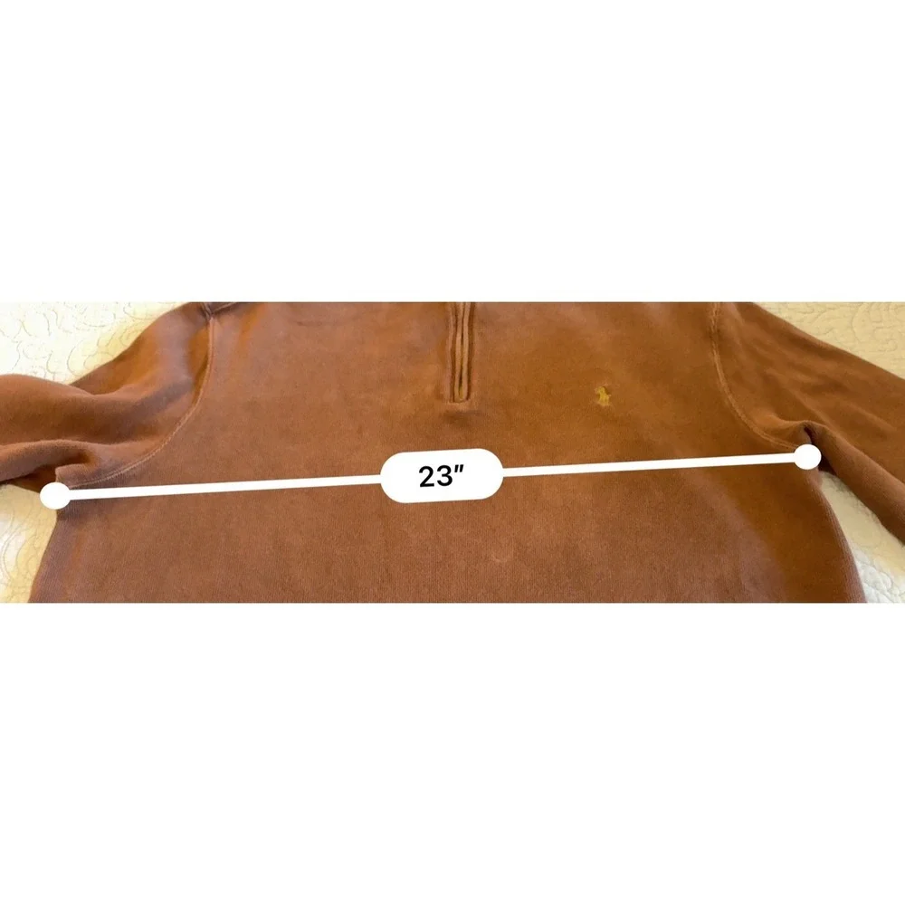 Polo Ralph Lauren Mens Large Long Sleeve 1/4 Zip Pullover Dark Brown Sweater